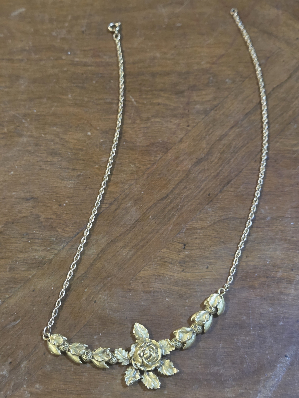 Vintage Gold Floral Statement Necklace - Women Jewelry